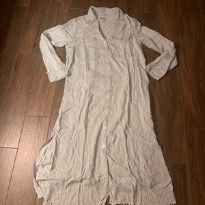 Light Gray Jean Button-Up Long Dress maxi